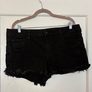 American Eagle Super Low Shortie Black Size 18 Super Stretch Jean Denim Shorts